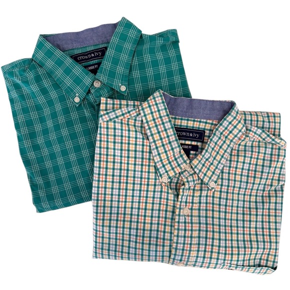 crown & ivy Other - Crown & Ivy Mens Classic Fit Button Down Shirt Bundle Large Casual Work Wear 2pk
